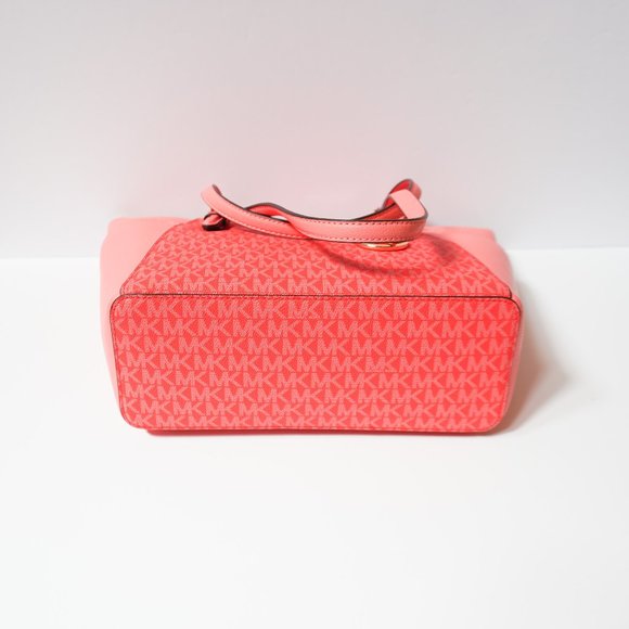 Michael Kors Charlotte Large Top Zip Shoulder Tote Bag MK Coral Reef Multi - Picture 5 of 11